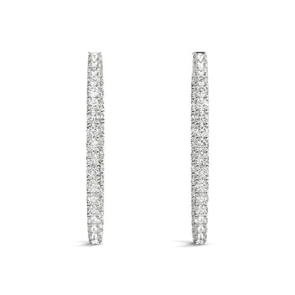 Oval Shape Two Sided Diamond Hoop Earrings in 14k White Gold (2 cttw) Bids.com