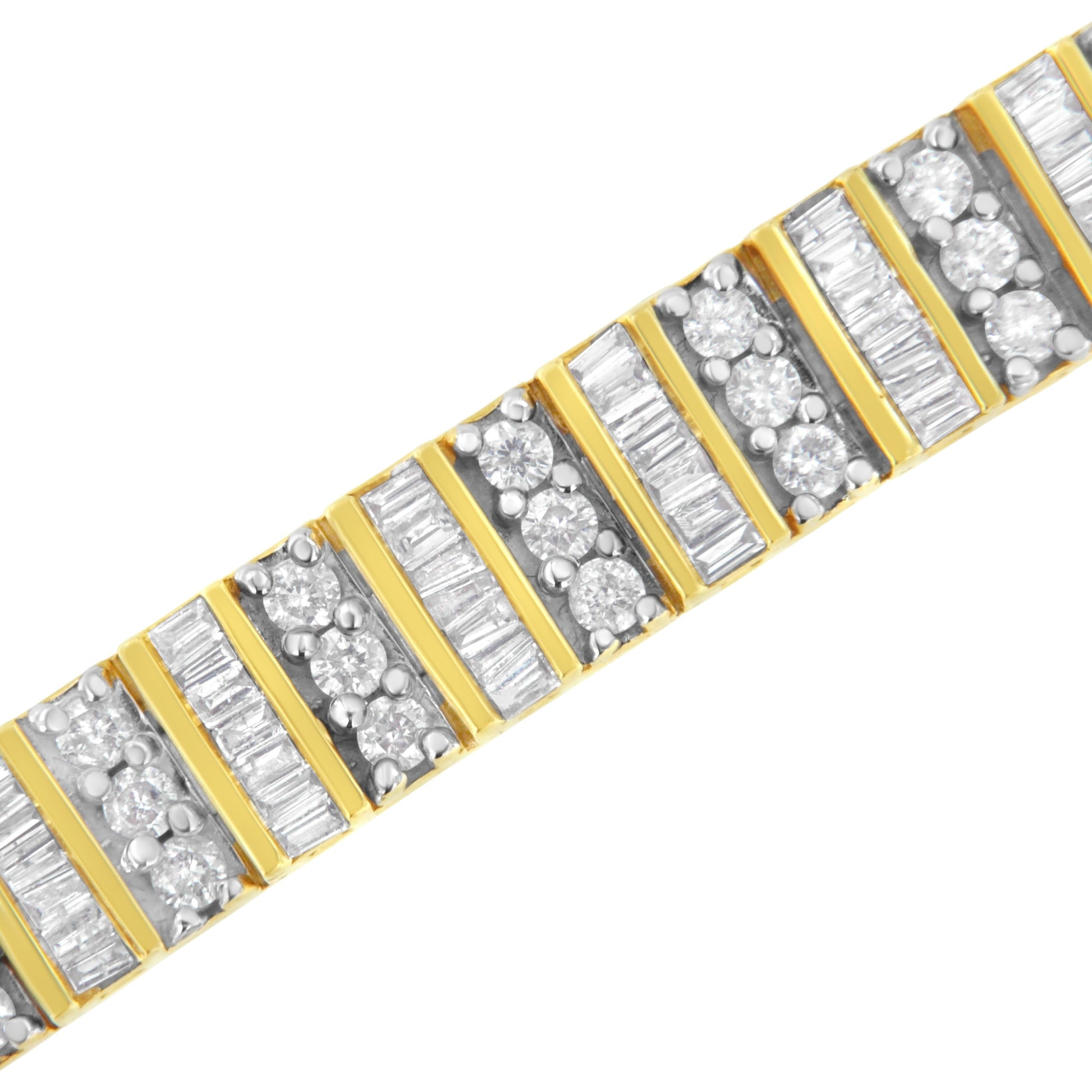 14K Yellow Gold 5.50 Cttw Round and Baguette Diamond Link Bracelet Bids.com