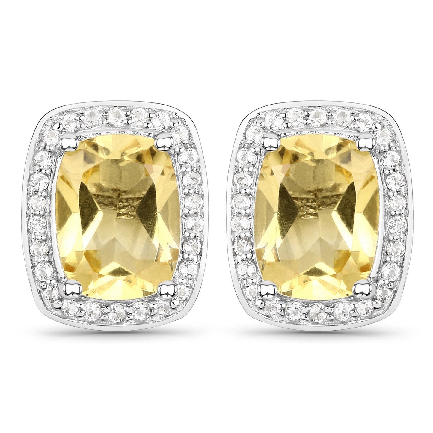 2.81 Carat Genuine Citrine and White Topaz .925 Sterling Silver Earrings Bids.com