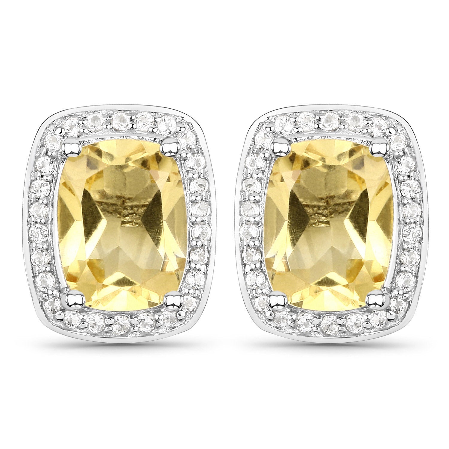 2.81 Carat Genuine Citrine and White Topaz .925 Sterling Silver Earrings Bids.com