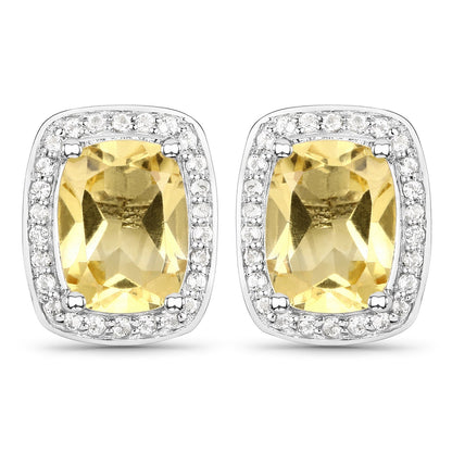 2.81 Carat Genuine Citrine and White Topaz .925 Sterling Silver Earrings Bids.com