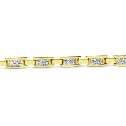 10K Yellow Gold 2.0 Cttw Invisible-Set Princess Cut Diamond Rectangular Link Bracelet (I-J Color, SI2-I1 Clarity) - 7" Bids.com