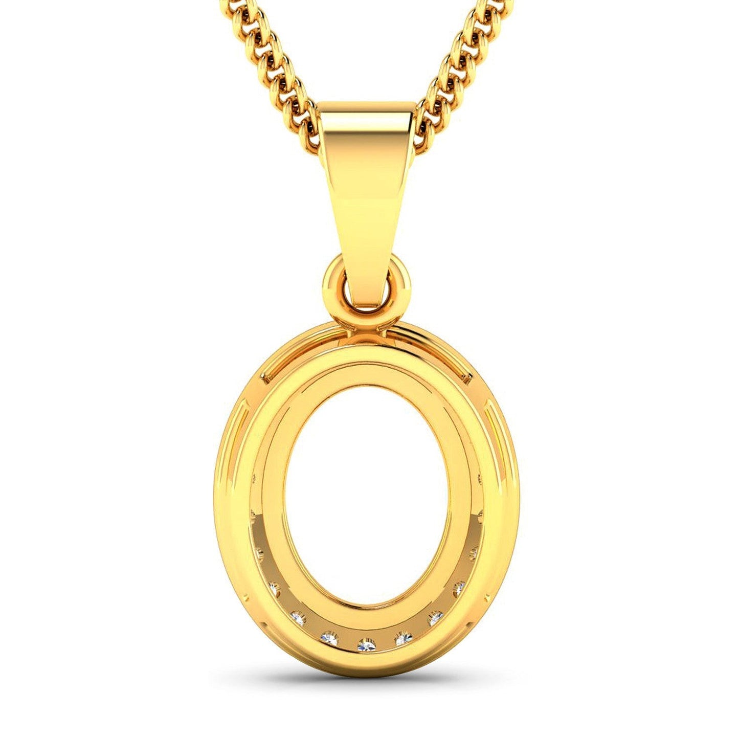 0.22 Carat Genuine White Diamond 14K Yellow Gold Semi Mount Pendant - holds 9x7mm Oval Gemstone Bids.com