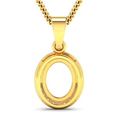 0.22 Carat Genuine White Diamond 14K Yellow Gold Semi Mount Pendant - holds 9x7mm Oval Gemstone Bids.com