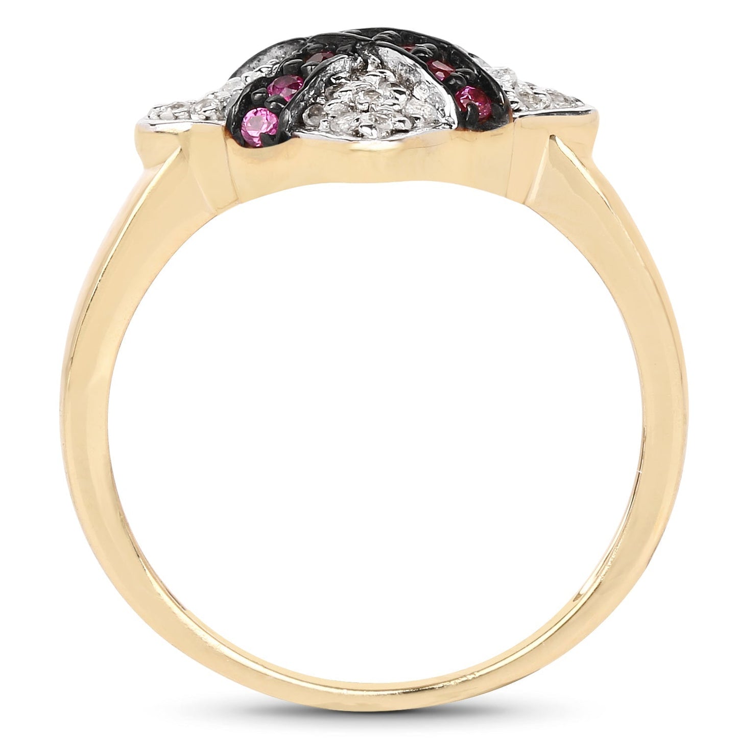 14K Yellow Gold Plated 0.57 Carat Genuine Ruby and White Cubic Zirconia .925 Sterling Silver Ring Bids.com