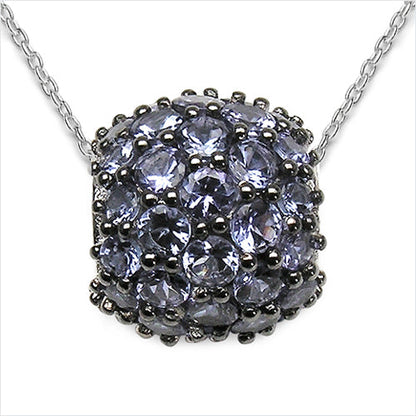 3.08 Carat Genuine Tanzanite .925 Sterling Silver Pendant Bids.com