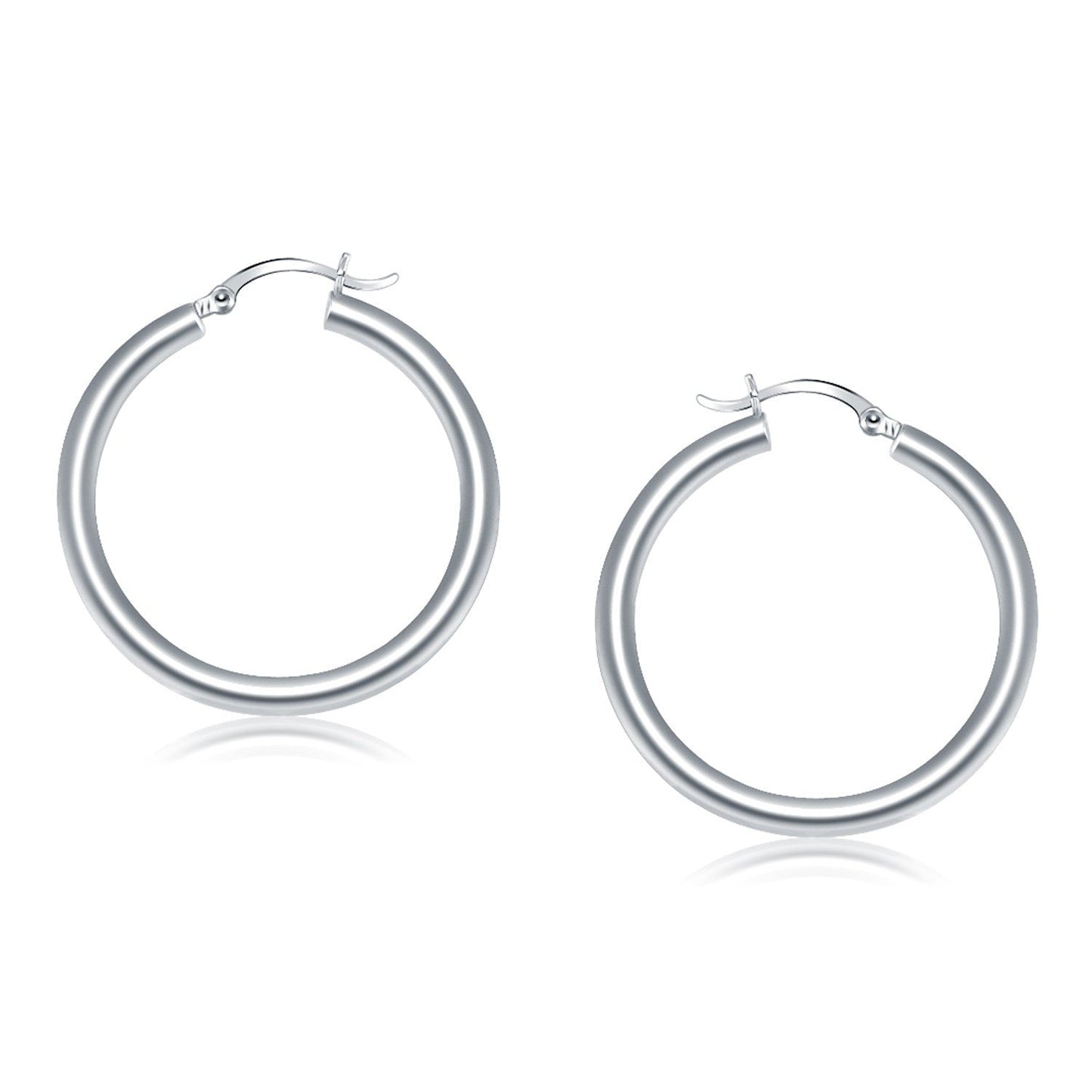 14k White Gold Polished Hoop Earrings (40 mm) Bids.com