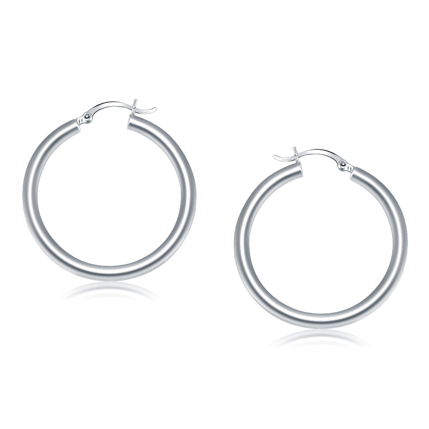 14k White Gold Polished Hoop Earrings (40 mm) Bids.com