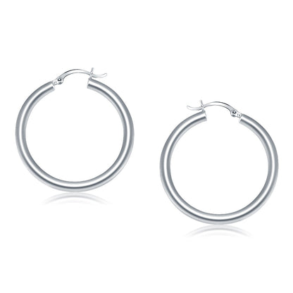14k White Gold Polished Hoop Earrings (40 mm) Bids.com