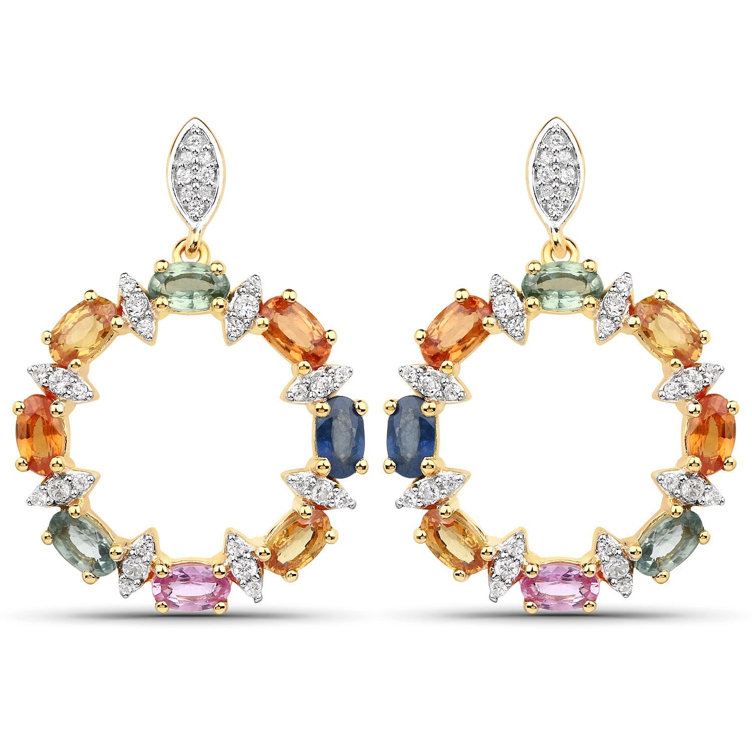 4.12 Carat Genuine Multi Sapphire .925 Sterling Silver Earrings Bids.com