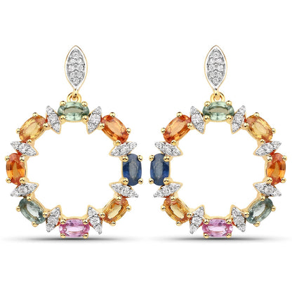 4.12 Carat Genuine Multi Sapphire .925 Sterling Silver Earrings Bids.com