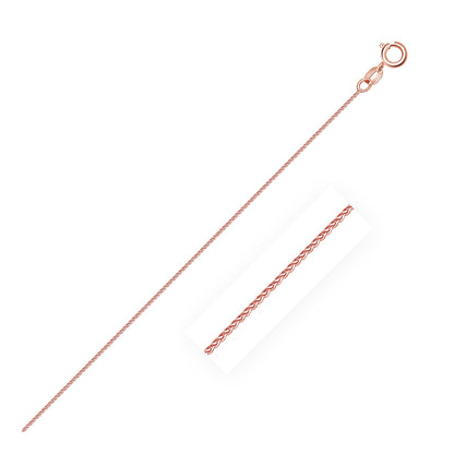 14k Rose Gold Diamond Cut Round Wheat Chain 0.6mm Bids.com