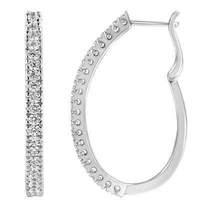 10KT White Gold 1 cttw Diamond Hoop Earrings (I-J Clarity, I2-I3 Color) Bids.com
