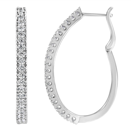 10KT White Gold 1 cttw Diamond Hoop Earrings (I-J Clarity, I2-I3 Color) Bids.com