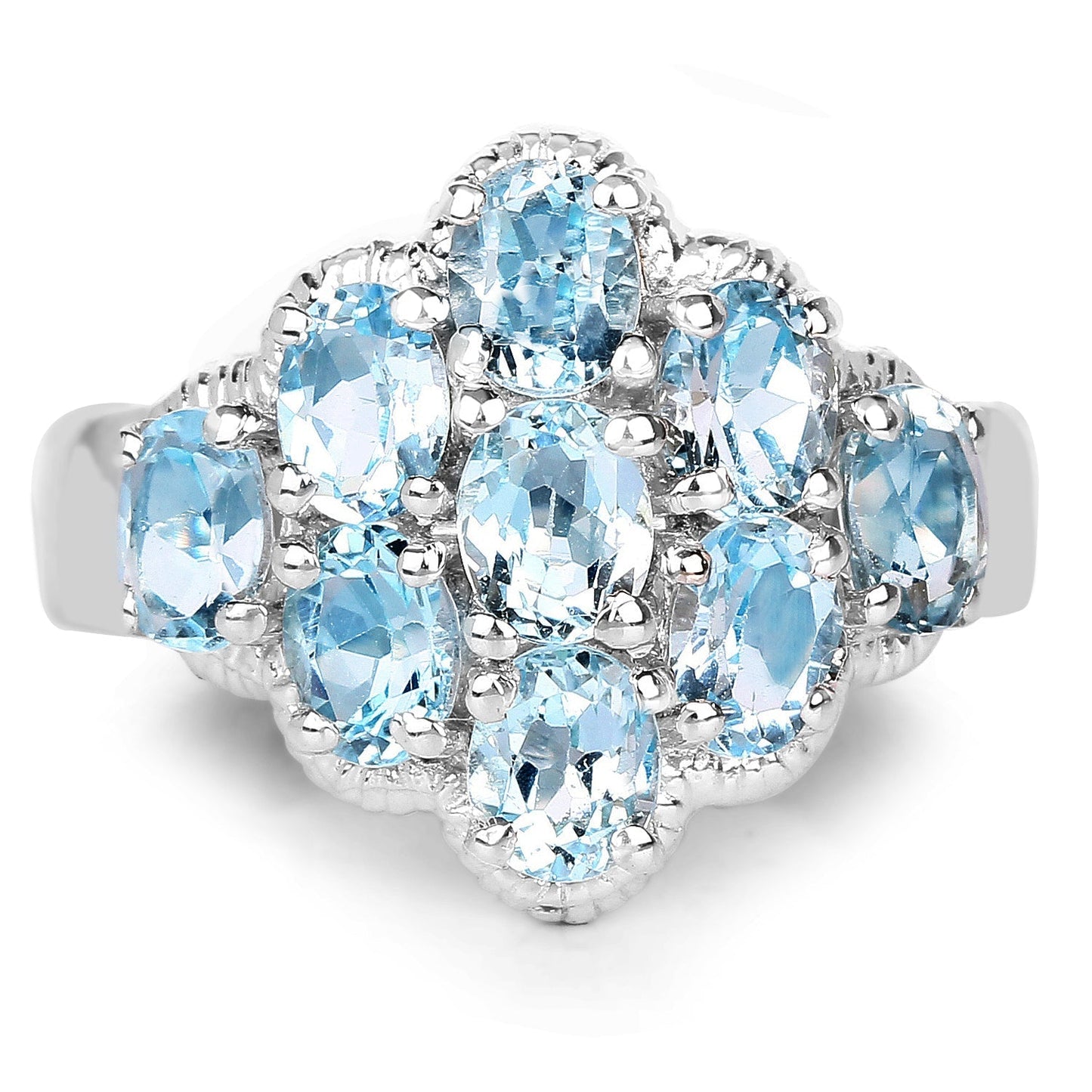 3.24 Carat Genuine Blue Topaz .925 Sterling Silver Ring Bids.com