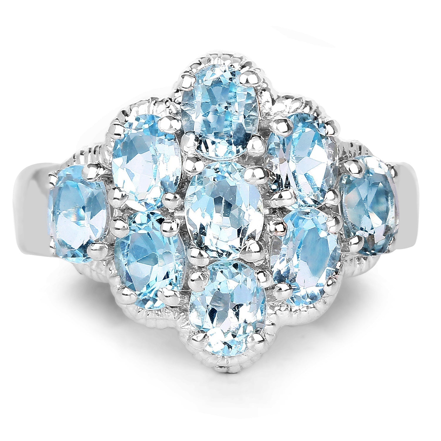 3.24 Carat Genuine Blue Topaz .925 Sterling Silver Ring Bids.com