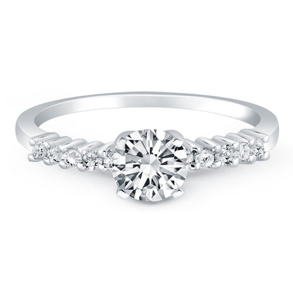 14k White Gold Shared Prong Accent Diamond Engagement Ring Bids.com