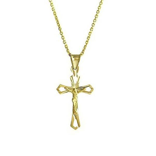 Diamond Cut Cross Necklace in Solid 10K Yellow Gold DailySale