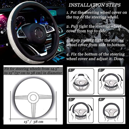 Diamond Leather Steering Wheel Cover with Bling Bling Crystal Rhinestones DailySale