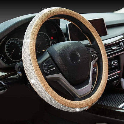 Diamond Leather Steering Wheel Cover with Bling Bling Crystal Rhinestones DailySale