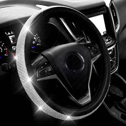 Diamond Leather Steering Wheel Cover with Bling Bling Crystal Rhinestones DailySale