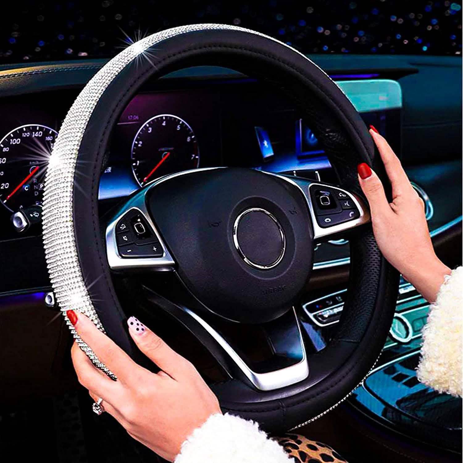 Diamond Leather Steering Wheel Cover with Bling Bling Crystal Rhinestones DailySale