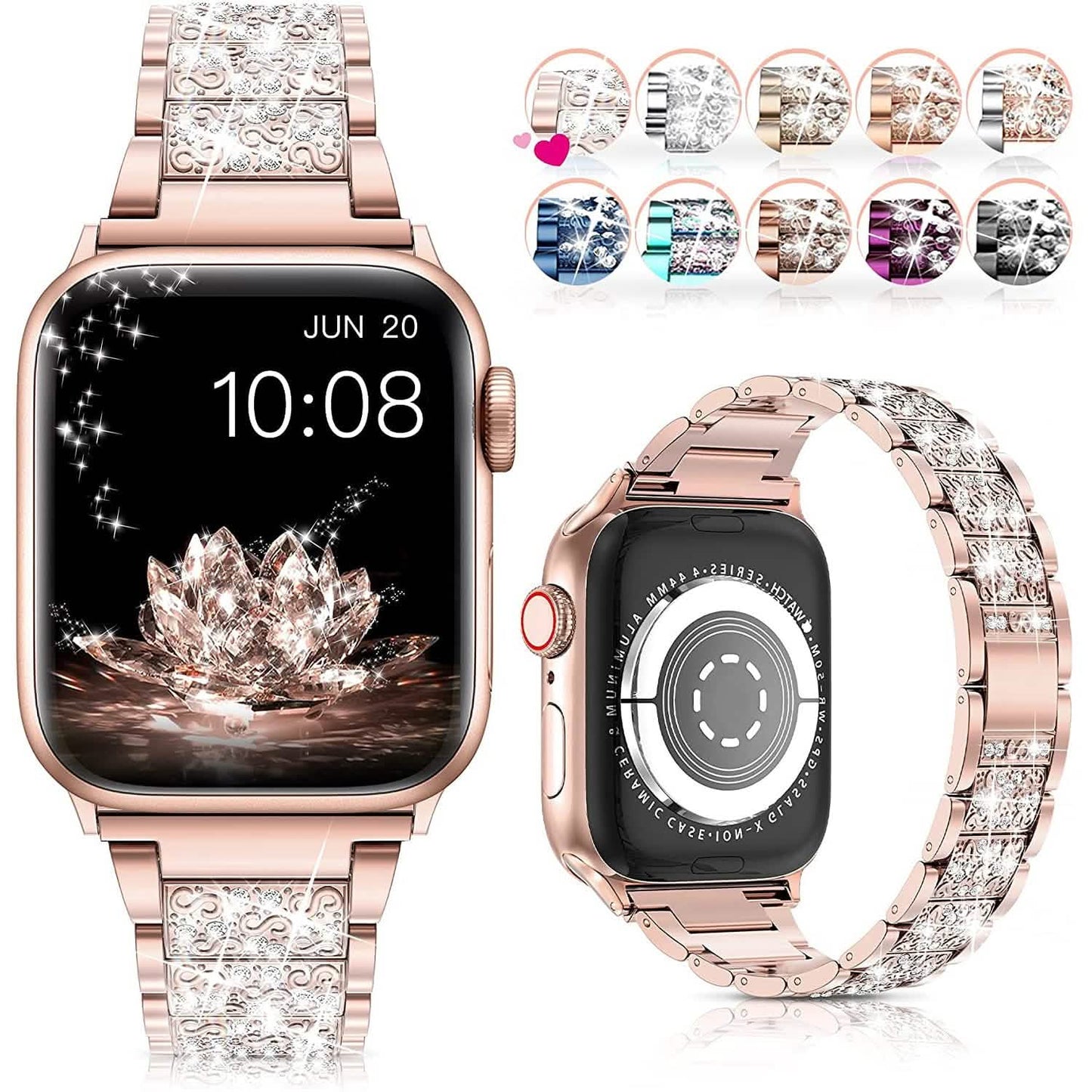 Diamond Rhinestone Stainless Steel Metal Wristband Strap DailySale