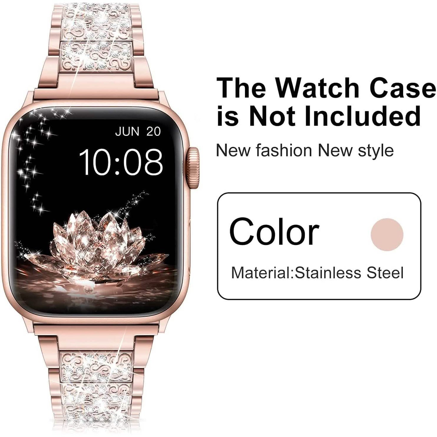Diamond Rhinestone Stainless Steel Metal Wristband Strap DailySale