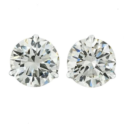 Diamond Stud Earrings F VS2 Round 4 Carat Lab Created 14K White Gold Screw Back DailySale