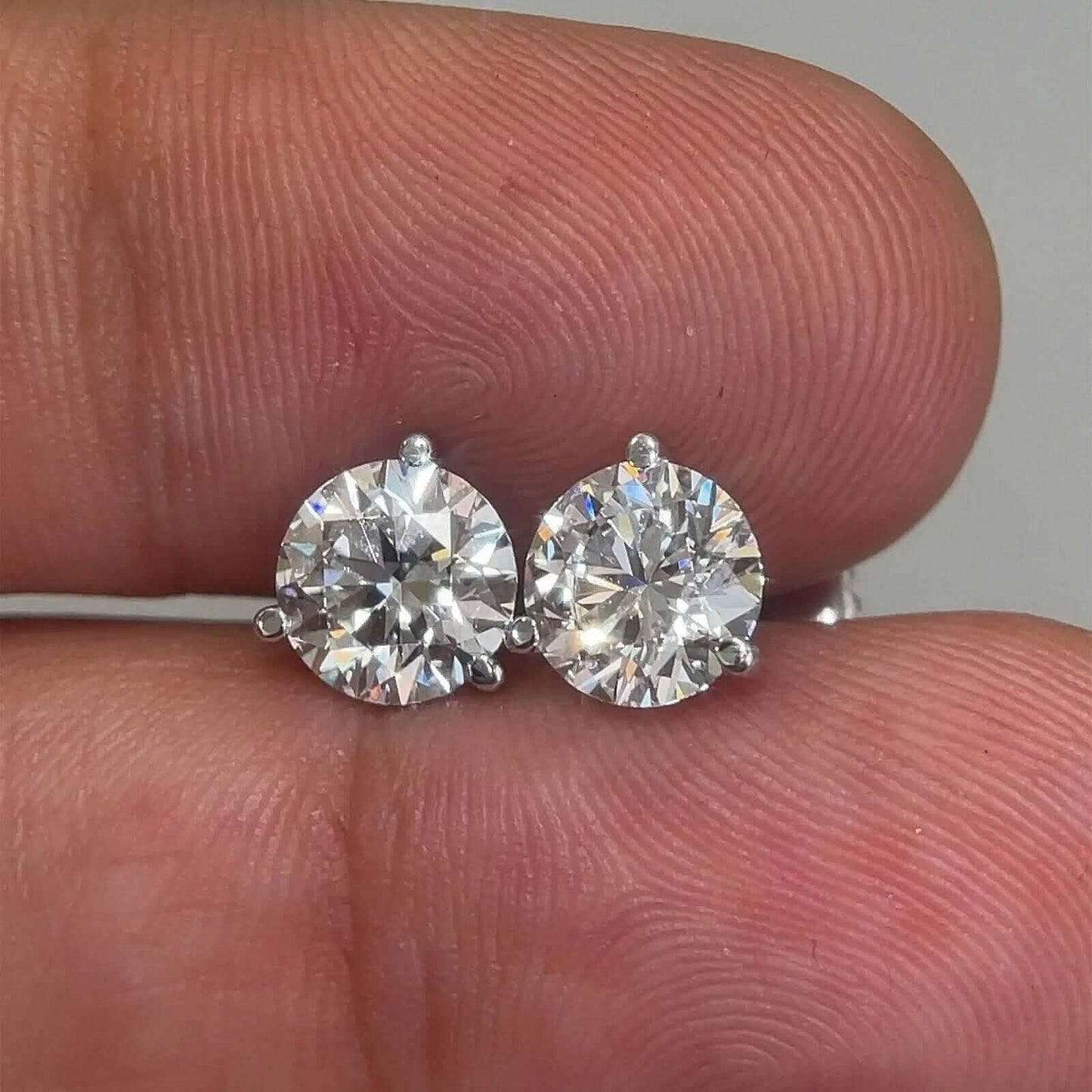 Diamond Stud Earrings F VS2 Round 4 Carat Lab Created 14K White Gold Screw Back DailySale