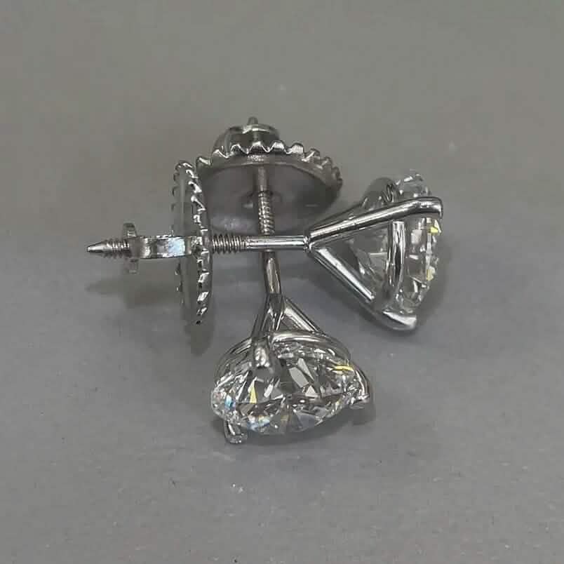 Diamond Stud Earrings F VS2 Round 4 Carat Lab Created 14K White Gold Screw Back DailySale