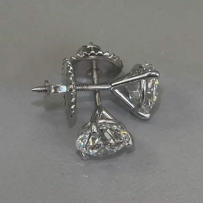 Diamond Stud Earrings F VS2 Round 4 Carat Lab Created 14K White Gold Screw Back DailySale