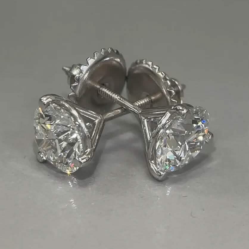 Diamond Stud Earrings F VS2 Round 4 Carat Lab Created 14K White Gold Screw Back DailySale