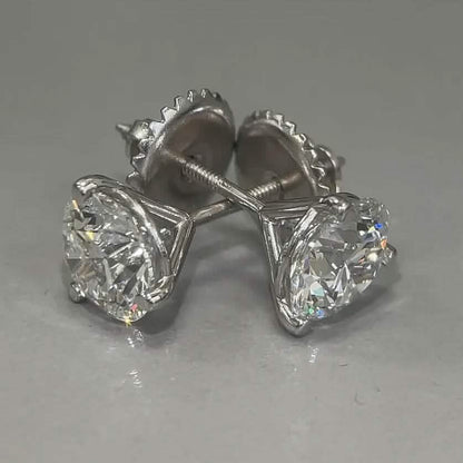 Diamond Stud Earrings F VS2 Round 4 Carat Lab Created 14K White Gold Screw Back DailySale