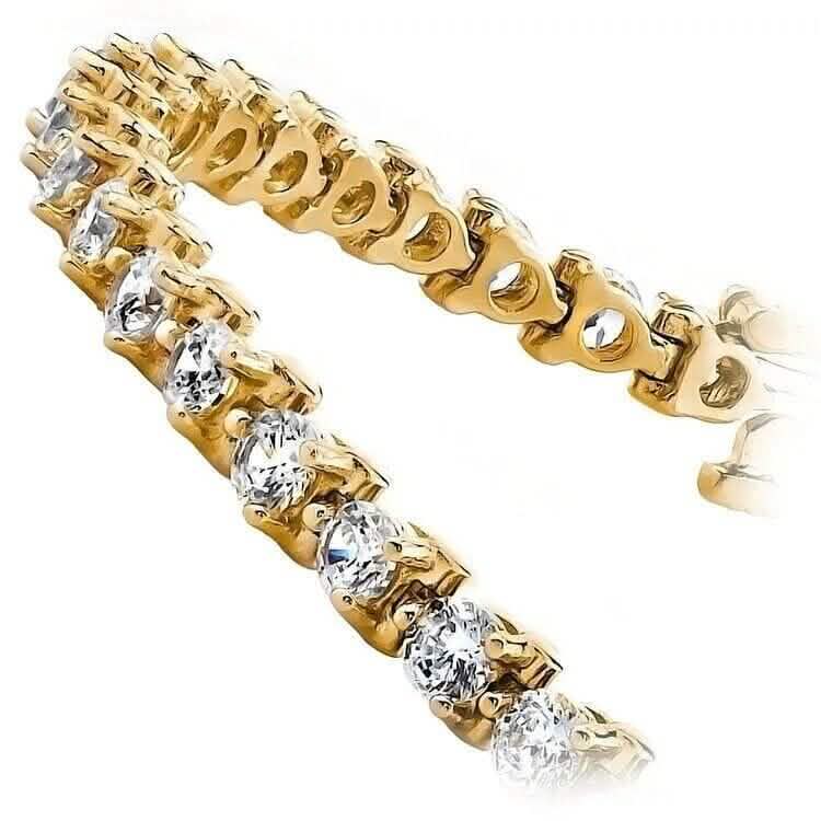 Diamond Tennis Bracelet 6.00 CT Round Cut 14k Yellow Gold 100% Natural H/SI DailySale