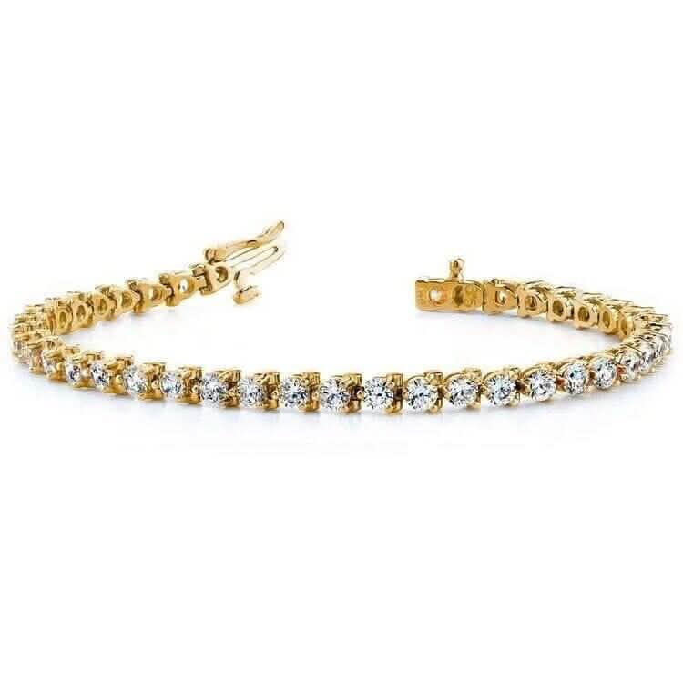 Diamond Tennis Bracelet 6.00 CT Round Cut 14k Yellow Gold 100% Natural H/SI DailySale