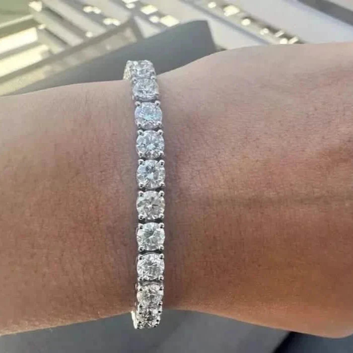 14k White Gold 14.00 Ct Lab Grown Diamond Tennis Bracelet – 7 Inch, D Color VS DailySale