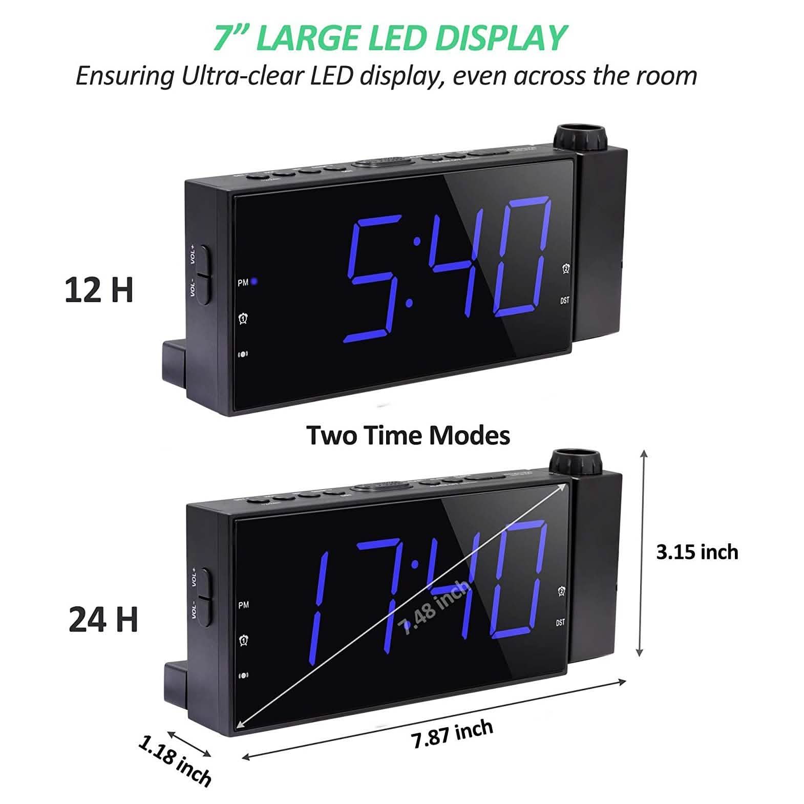 Digital Alarm Clock with Projection DailySale