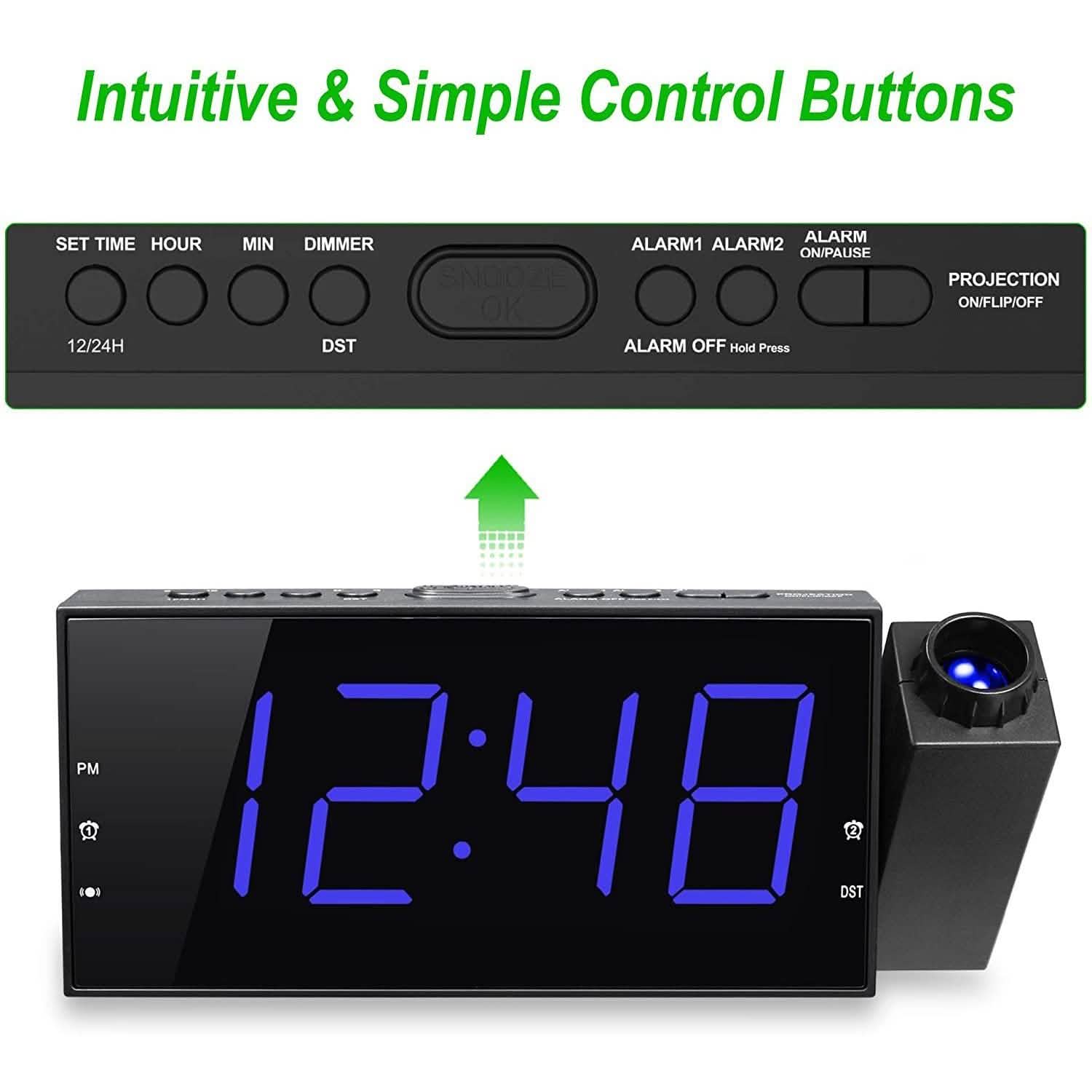 Digital Alarm Clock with Projection DailySale