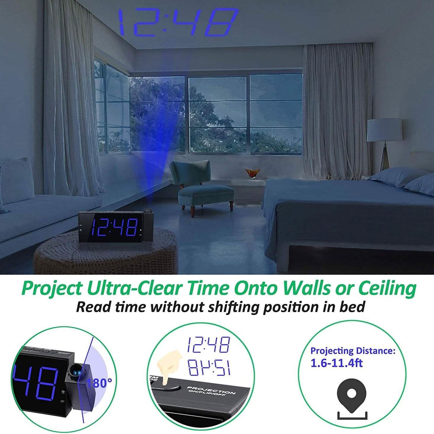 Digital Alarm Clock with Projection DailySale