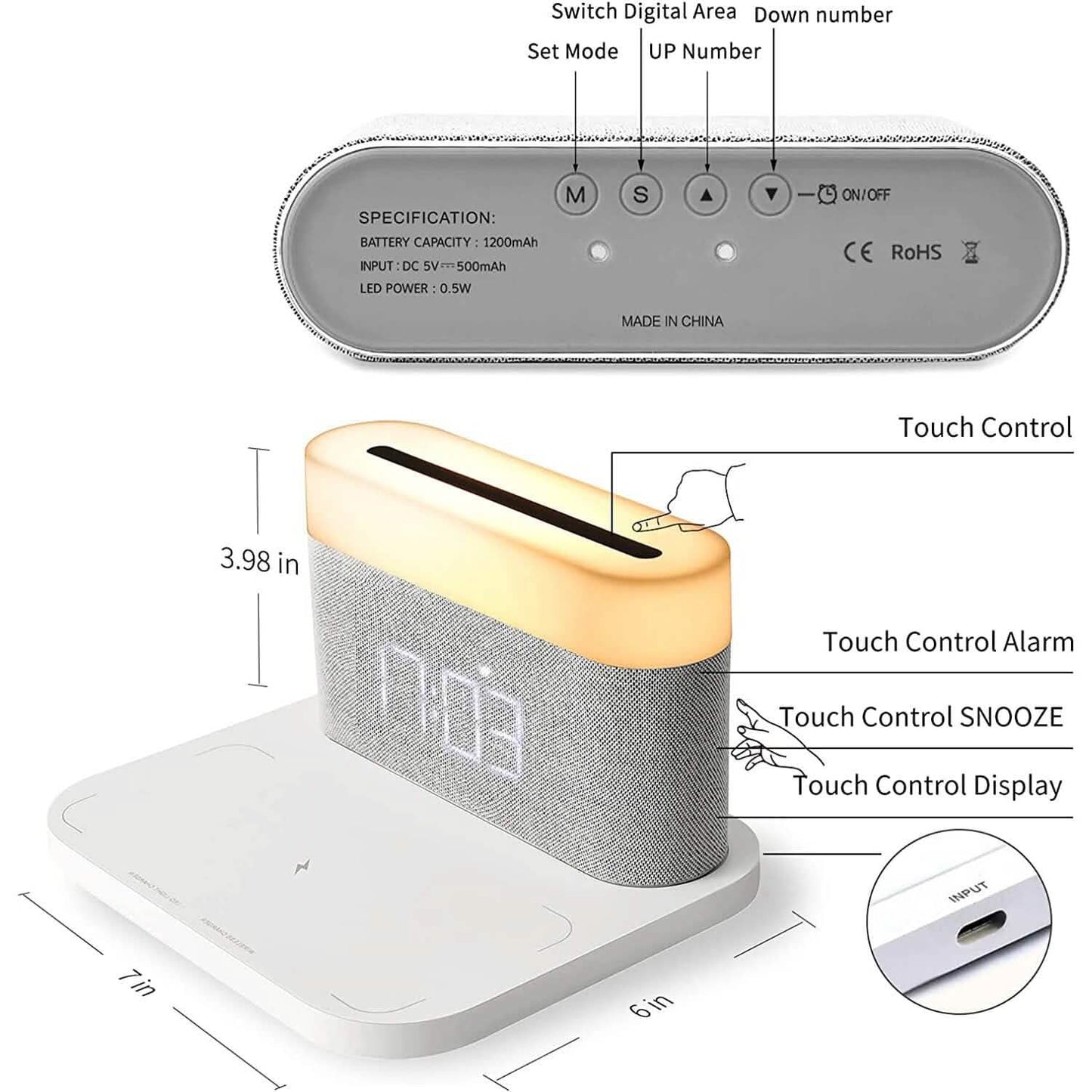 Digital Alarm Clock with Wireless Charging DailySale