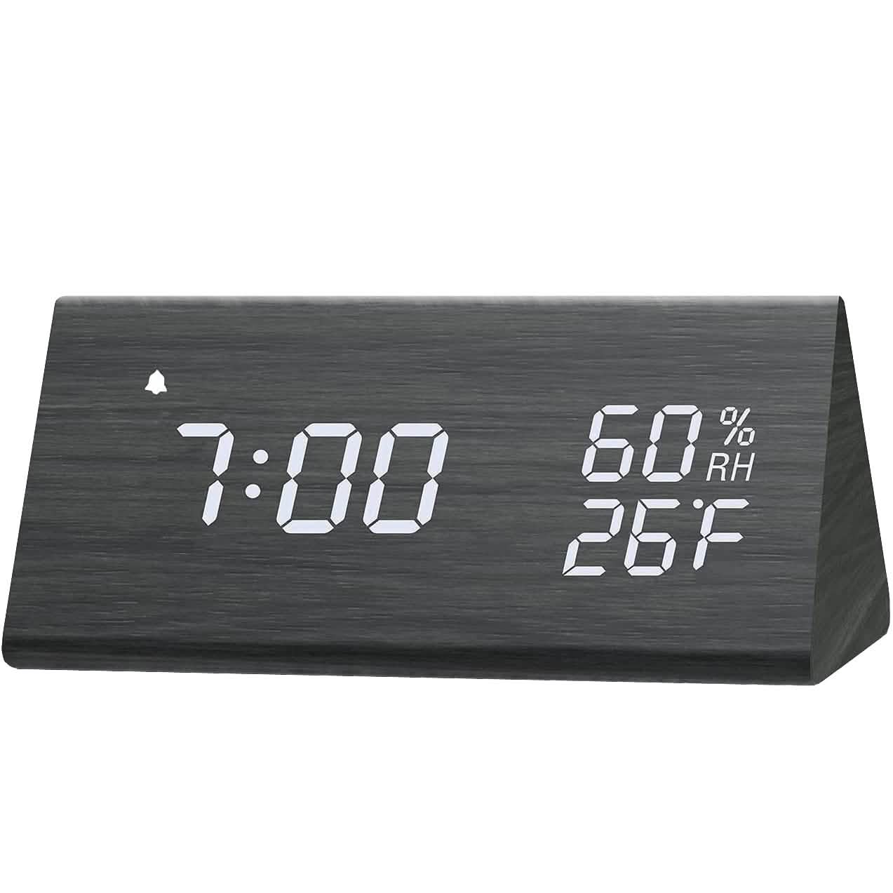Digital Alarm Clock with Wooden Electronic LED Time Display DailySale