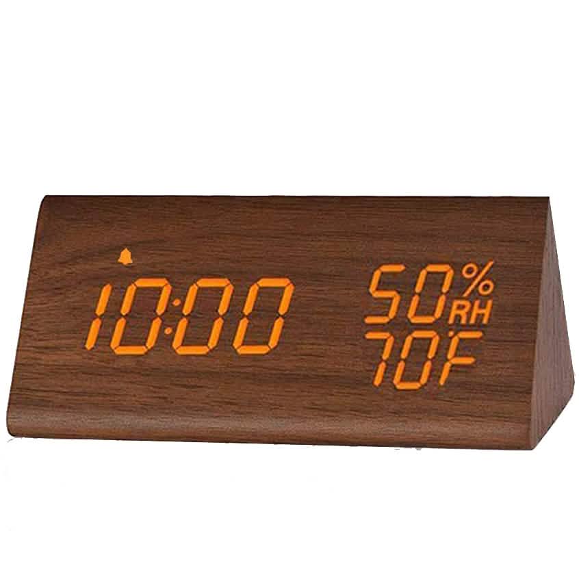 Digital Alarm Clock with Wooden Electronic LED Time Display DailySale