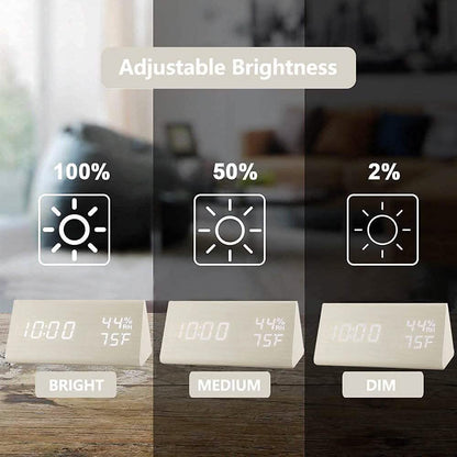 Digital Alarm Clock with Wooden Electronic LED Time Display DailySale
