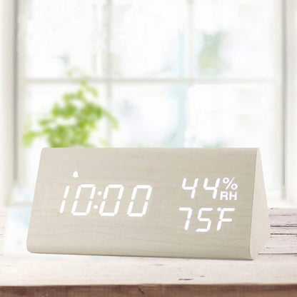 Digital Alarm Clock with Wooden Electronic LED Time Display DailySale