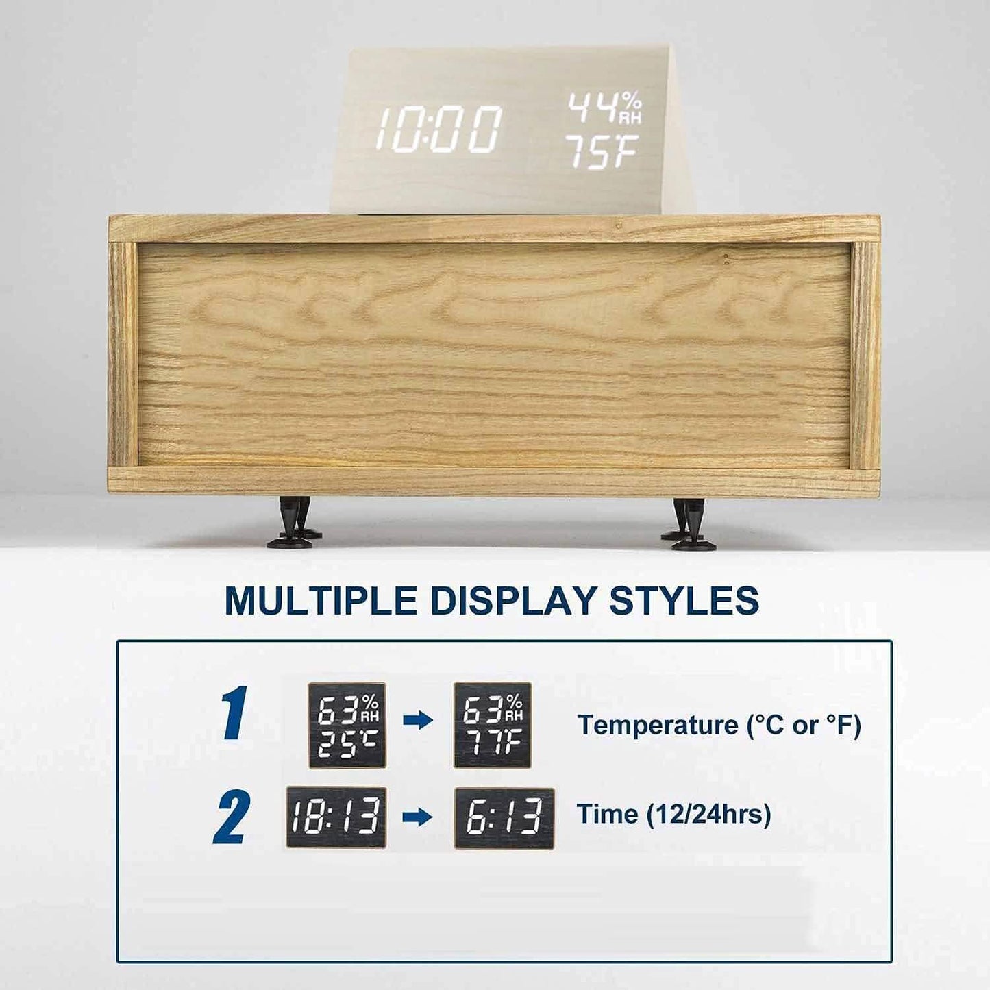Digital Alarm Clock with Wooden Electronic LED Time Display DailySale