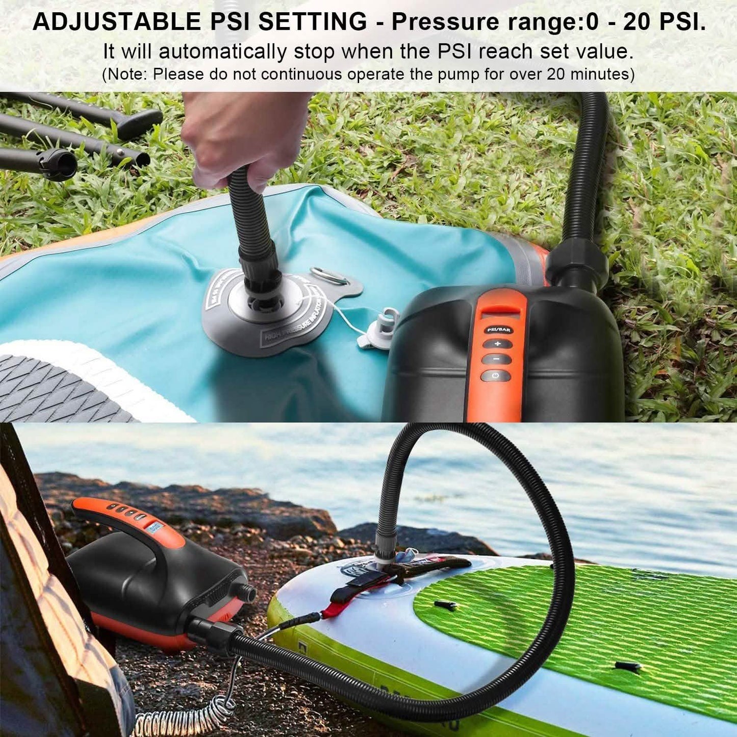 Digital Electric Air Pump Intelligent Dual Stage & Auto-Off Function for Paddle Boards Inflatable Boat Kayaks DailySale
