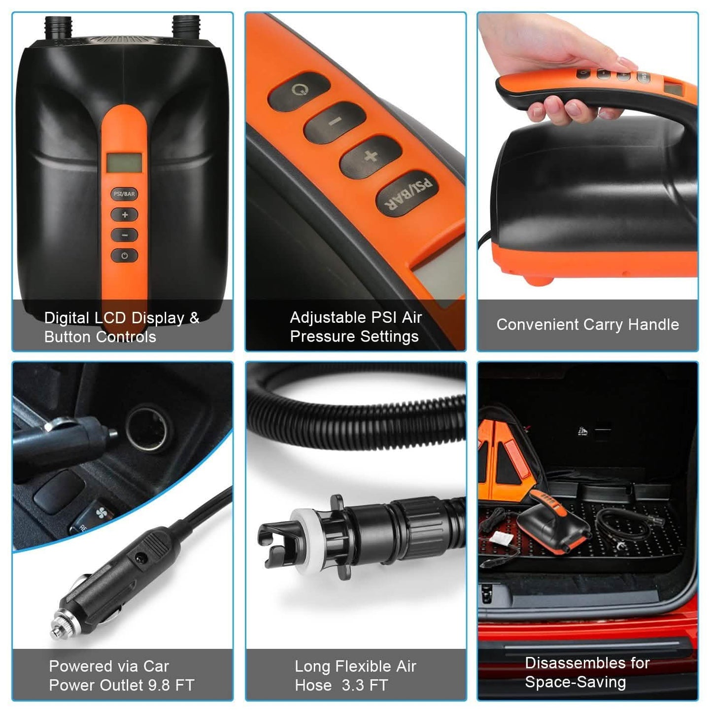 Digital Electric Air Pump Intelligent Dual Stage & Auto-Off Function for Paddle Boards Inflatable Boat Kayaks DailySale