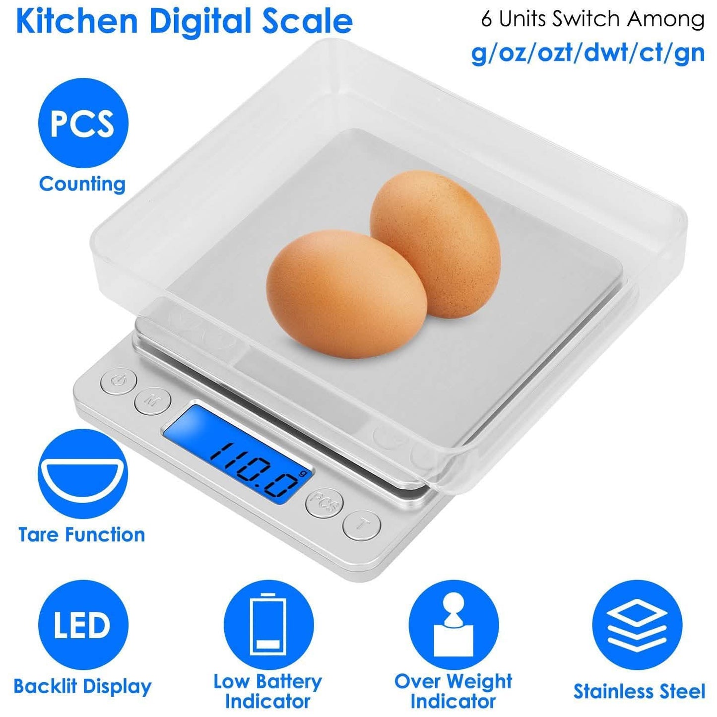 Digital Kitchen Scale with Dual Trays DailySale