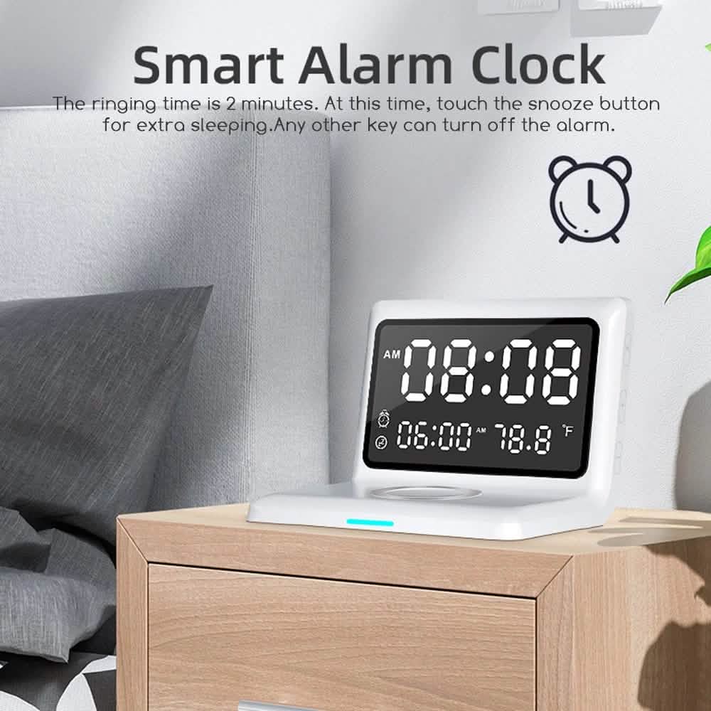 Digital Mirror Clock Wireless Charging Alarm Clock DailySale
